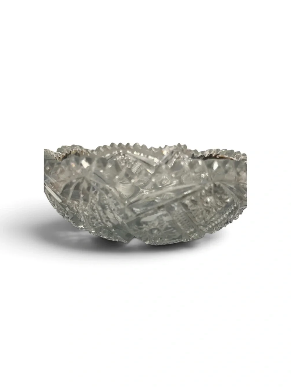 Cut Glass Decorative Serving Bowl - Clear Crystal Look
